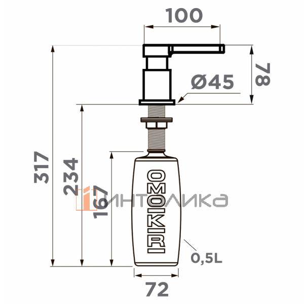 Дозатор для моющего средства Omoikiri OM-04, светлое золото – 2
