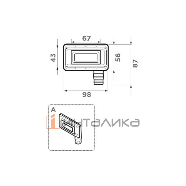 Универсальный прямоугольный перелив Omoikiri OV-02 для кухонных моек, нержавеющая сталь – 3