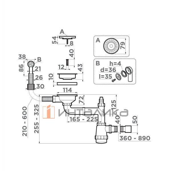 Арматура для одночашевых кухонных моек Omoikiri WK-1CL-R с круглым переливом, античная латунь – 2