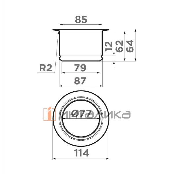 Сменная удлиненная горловина Nagare Slim Omoikiri NA-03 для измельчителя, нержавеющая сталь – 2