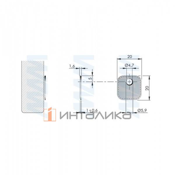 K-PUSH TECH ответная планка квадратная универсальная, никель – 3