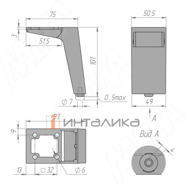 Опора декоративная Н100+5мм черный матовый – 5