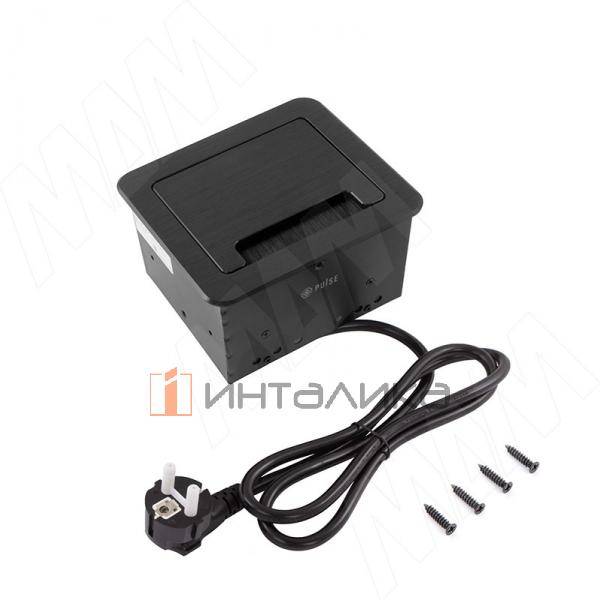 Блок розеток с откидной крышкой, 144*129 мм, 1 розетка, 1 USB, 1 USB Type-C, быстрая зарядка, черный – 2