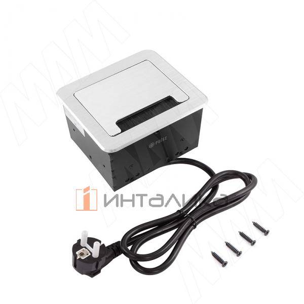 Блок розеток с откидной крышкой, 144*129 мм, 1 розетка, 1 USB, 1 USB Type-C, быстрая зарядка, серебро – 2