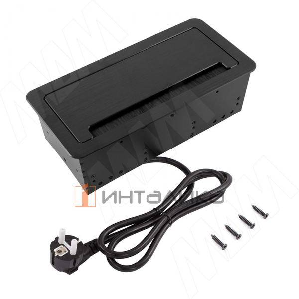 Блок розеток с откидной крышкой, 265*129 мм, 3 розетки, 1 USB, 1 USB Type-C, быстрая зарядка, черный – 2