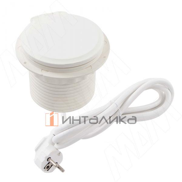 Блок розеток с откидной крышкой,  d=105 мм, 1 розетка, 1 USB, 1 USB Type-C,  быстрая зарядка, беспроводная зарядка, белый – 2