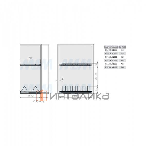 ARIA комплект посудосушителей (сушилка для посуды), гладкая рамка, держатель задн.стенки, поддон, 800мм, 18мм, нерж.сталь – 6