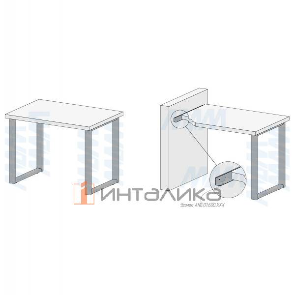 Пилар опора для стола П-образная, 60х30, 50х30 H715+15 мм, серый металлик, 1шт. – 3