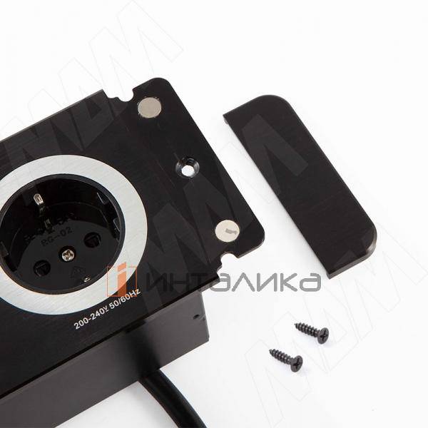 Открытый блок розеток,  190*80 мм, 1 розетка, 1 USB, 1 USB Type-C, быстрая зарядка, черный – 2