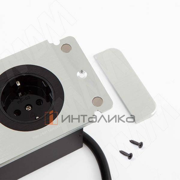 Открытый блок розеток,  190*80 мм, 1 розетка, 1 USB, 1 USB Type-C, быстрая зарядка, серебро – 2