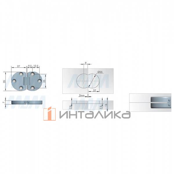 Петля для складных столешниц, никель – 4