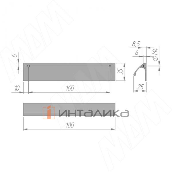 Профиль-ручка 160мм (L=180мм) золото матовое (краска) – 3
