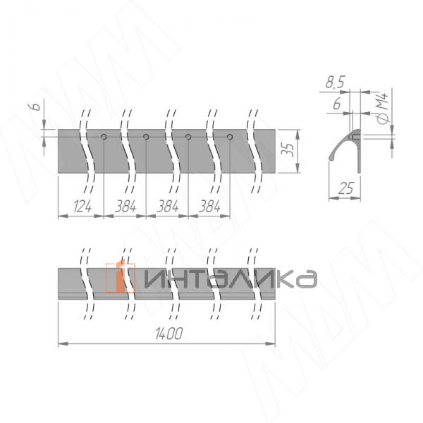 Профиль-ручка 1152мм (L=1400мм) черный матовый (краска RAL9005) – 3