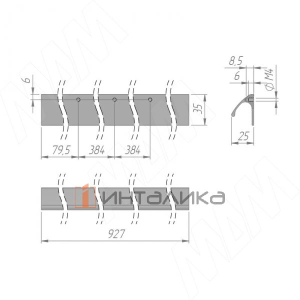 Профиль-ручка 768мм (L=927мм) черный матовый (краска RAL9005) – 3