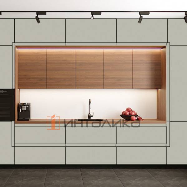 Фасад МДФ AGT 6008 серый делюкс глянец, односторонние, с кромкой PUR в цвет, 18мм – 2