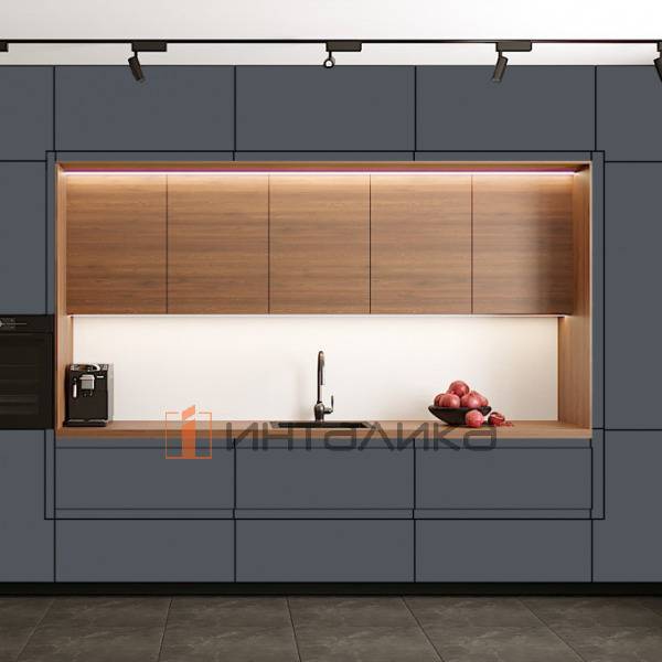 Фасад МДФ AGT 6017 холодный серый глянец, односторонние, с кромкой PUR в цвет, 18мм – 2