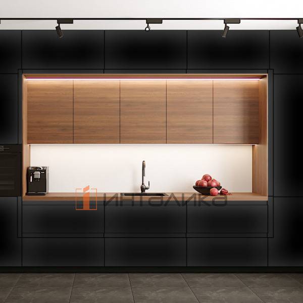 Фасад МДФ AGT 6002 черный новый глянец, односторонние, с кромкой PUR в цвет, 18мм – 2