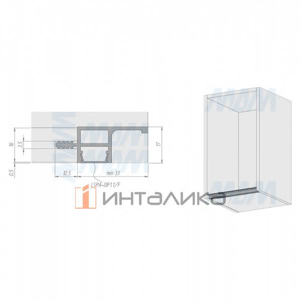 GOLIGHT Профиль-ручка для верхней базы, под светодиодную ленту, золото матовое (анод), L-3000мм – 3