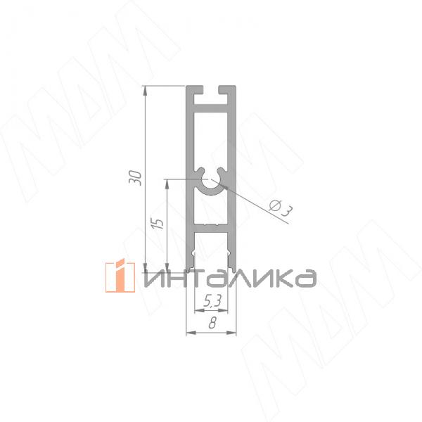 VOGUE LIGHT Штанга прямоугольная 30х8 под ленту 5мм, с пазом под демпфер, графит (краска), L-1000 – 3