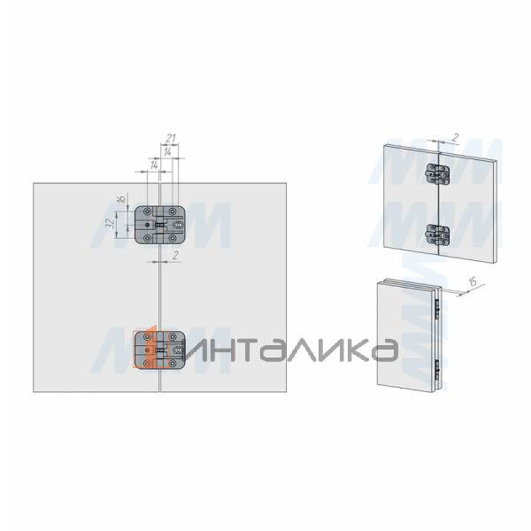 Петля под саморез для откидной створки с фиксатором, хром матовый – 6