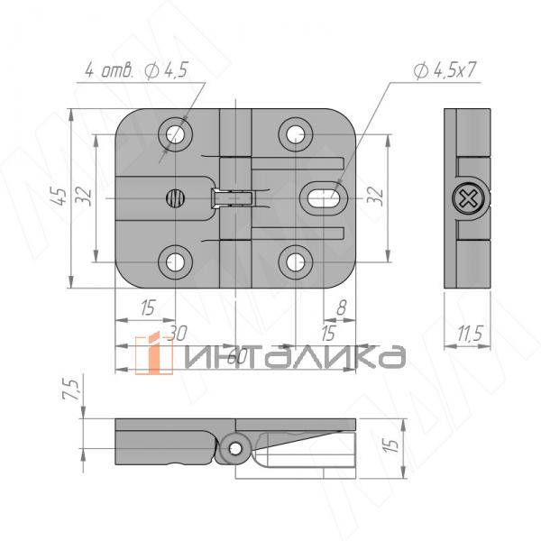 Петля под саморез для откидной створки с фиксатором, хром матовый – 5