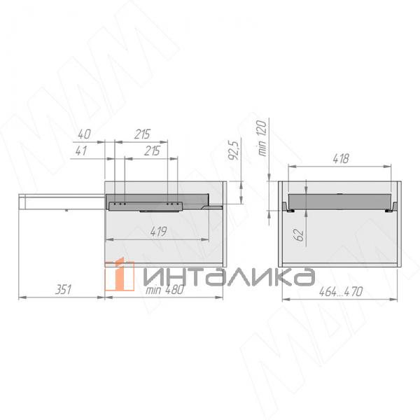 ESENTA Вешало для брюк, 500 мм, графит, плавн. закр. – 10