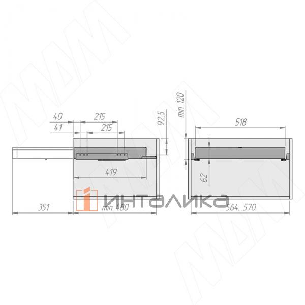 ESENTA Вешало для брюк, 600 мм, графит, плавн. закр. – 10