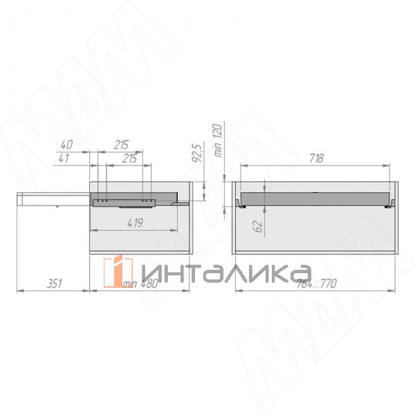ESENTA Вешало для брюк, 800 мм, графит, плавн. закр. – 9
