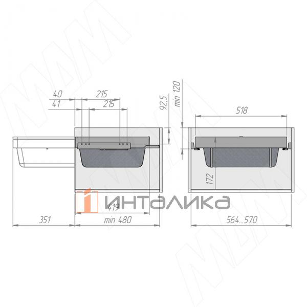 ESENTA Корзина для белья, 600 мм, плавное закрывание, графит – 7