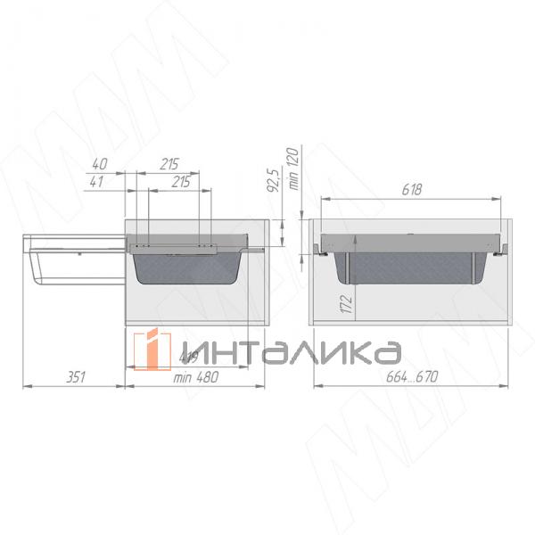 ESENTA Корзина для белья, 700 мм, плавное закрывание, графит – 7