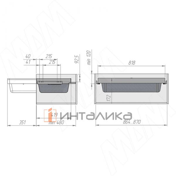 ESENTA Корзина для белья, 900 мм, плавное закрывание, графит – 7