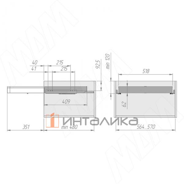 ESENTA Выдвижной органайзер для аксессуаров, 600 мм, плавное закрывание, графит – 7