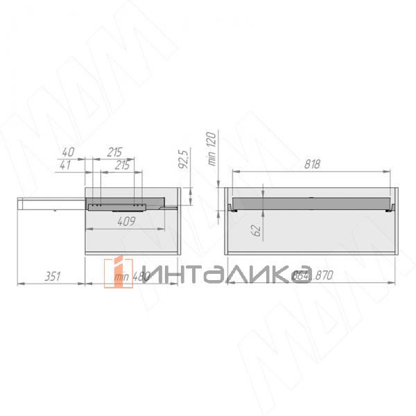 ESENTA Выдвижной органайзер для аксессуаров, 900 мм, плавное закрывание, графит – 7