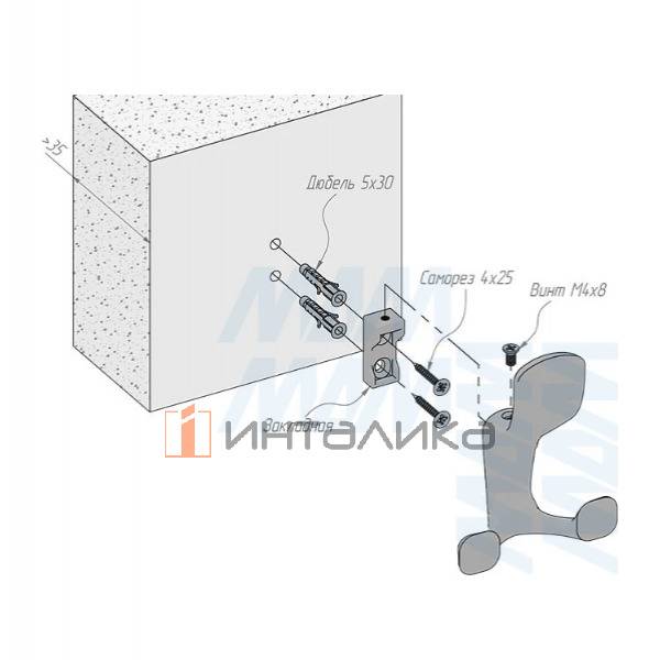 Крючок трехрожковый никель матовый – 5