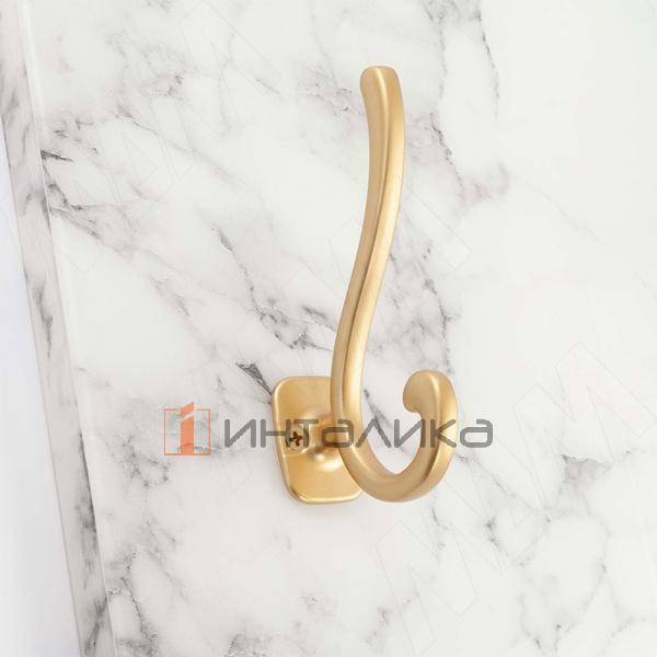 Крючок двухрожковый золото матовое – 2