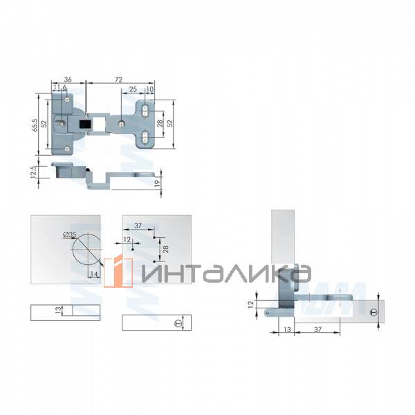 Петля одношарнирная, накладная, наложение 12мм – 3