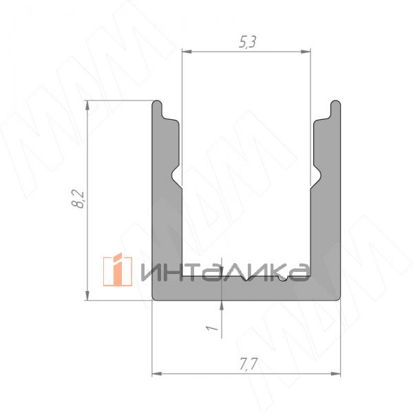 Профиль SM9, накладной узкий, для ленты с основанием 5мм, черный, 7,5х8мм, L-2000 – 4