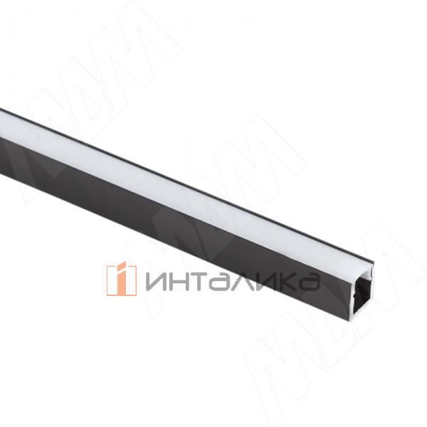 Профиль SM9, накладной узкий, для ленты с основанием 5мм, черный, 7,5х8мм, L-2000 – 2