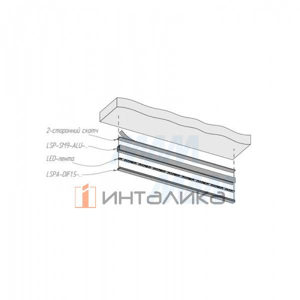 Профиль SM9, накладной узкий, для ленты с основанием 5мм, золото матовое, 7,5х8мм, L-2000 – 5