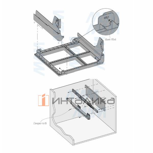 PROBOX MAX F60 Система сортировки и хранения, 4 емкости (2x13+2x24), креп. фасада, полн.выдв., плавн.закр., графит – 10
