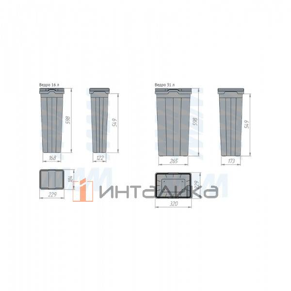 PROBOX MAX F60 Система сортировки и хранения, 4 емкости (2x16+2x31), креп. фасада, полн.выдв., плавн.закр., графит – 14