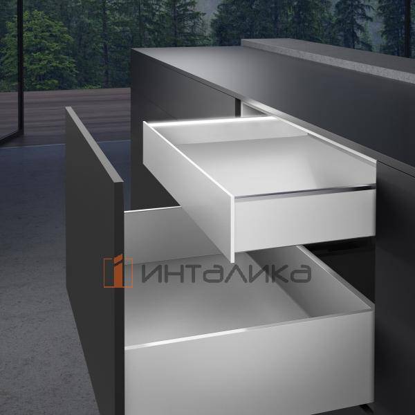 Комплект соединителей передней панели внутреннего ящика HETTICH AvanTech YOU для боковин с подсветкой, H187, белый – 3