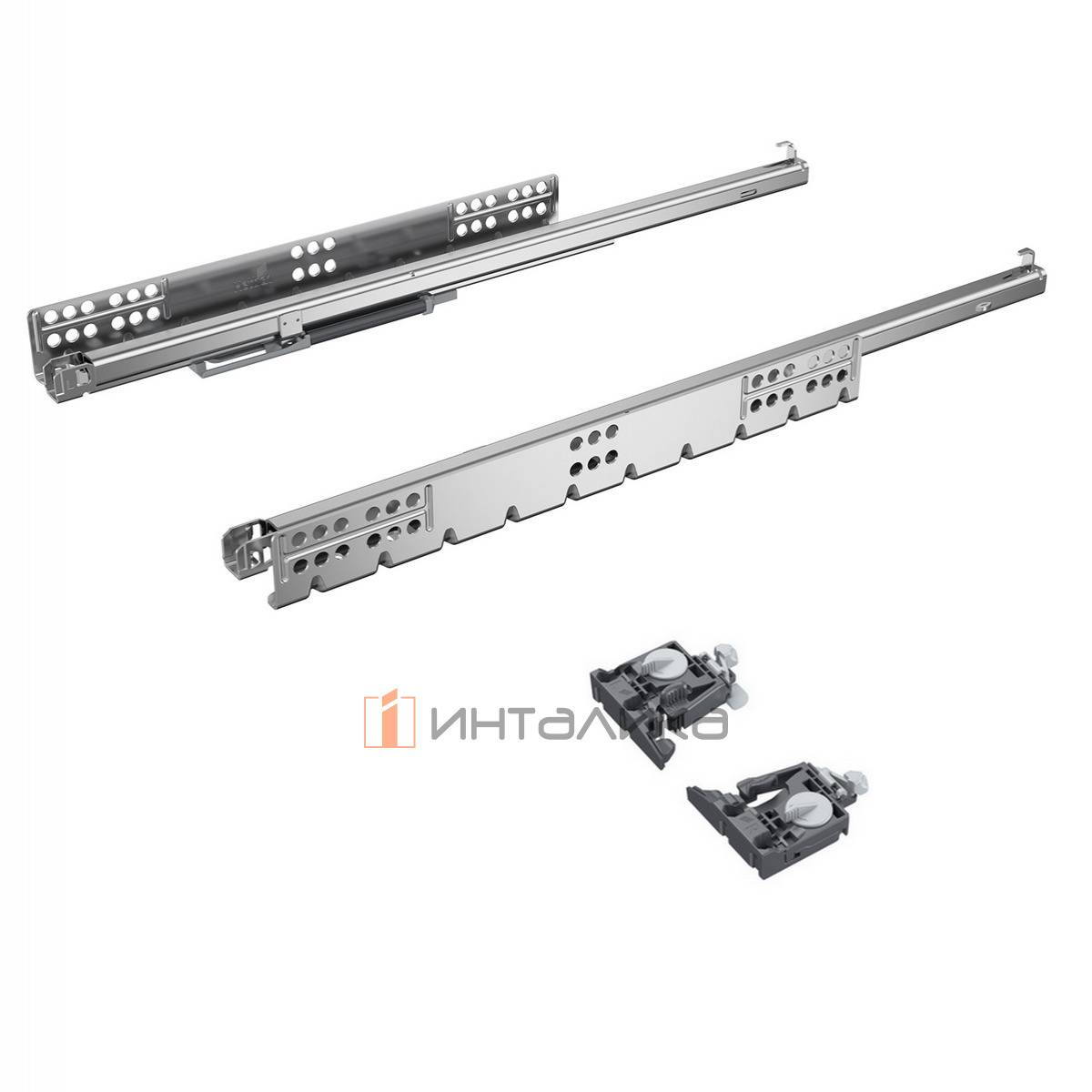 Комплект скрытых направляющих HETTICH Quadro 25 2D, Silent System, частичное выдвижение, NL450, EB23, G25