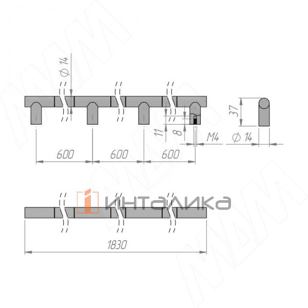 Ручка-рейлинг 1800мм черный матовый – 2