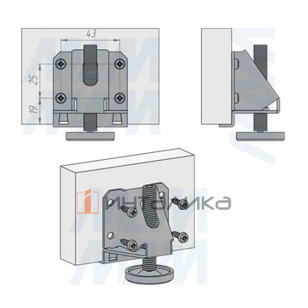 Опора регулируемая M10x68 с поддержкой боковины, универсальная – 5
