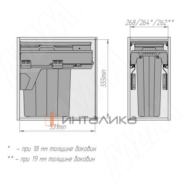 PROBOX F30 Система сортировки и хранения, 1 емкость (1x29), креп. фасада, полн.выдв., плавн.закр., крышка-полка, графит – 11