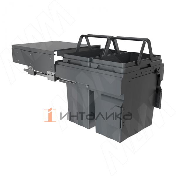 PROBOX F45 Система сортировки и хранения, 2 емкости (2x28), креп. фасада, полн.выдв., плавн.закр., крышка-полка, графит – 3