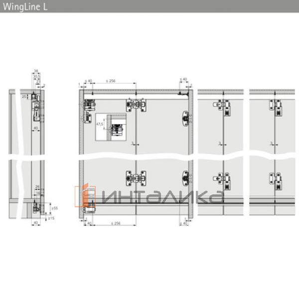 Комплект фурнитуры HETTICH WingLine L (2024), HEAVY, с функцией самозакрывания, антрацит, правый – 3