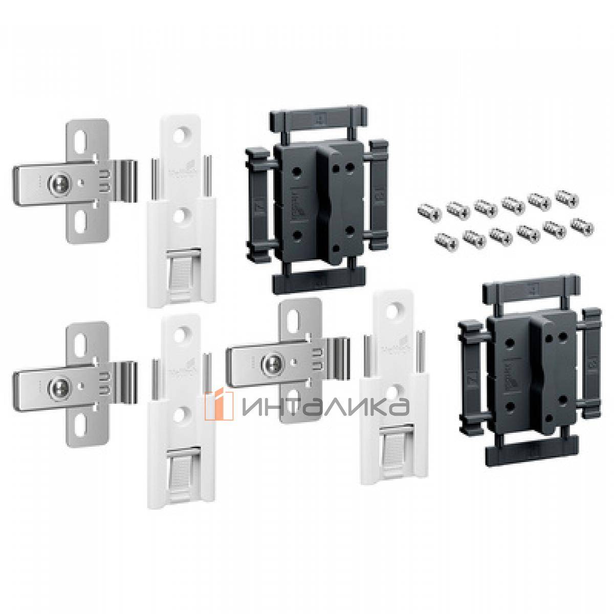 Комплект 3 средних петель HETTICH WingLine L, быстрый монтаж, с регулировкой, белый