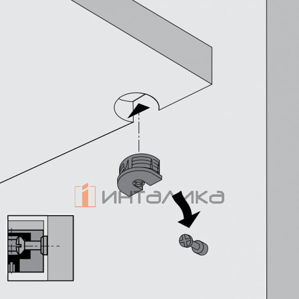 Эксцентрик HETTICH VB 35M, для полок 16, Ø 20, с фиксатором, пластик, черный – 4
